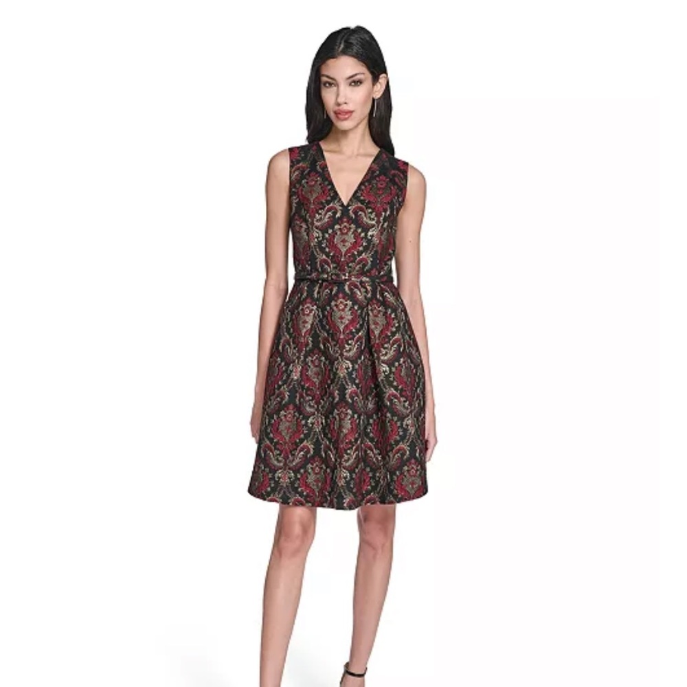 Vince Camuto Petite Jacquard Fit and Flare Dress